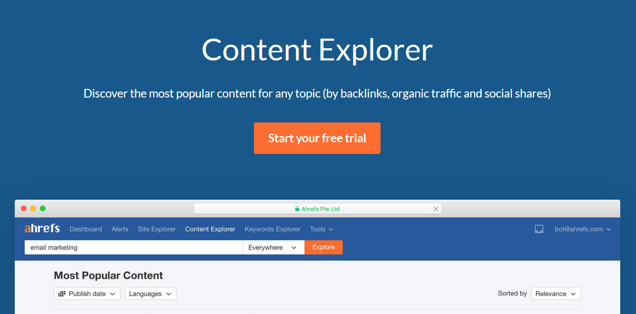 Content Explorer AHREFS Screenshot